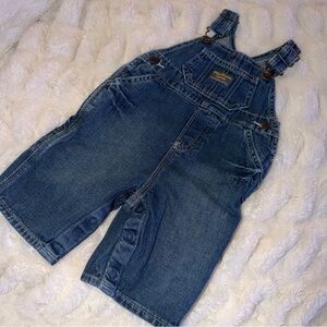 Oshkosh B'Gosh Denim Overalls Size 6 Months Vintage 100% Cotton Blue Jean